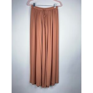 Nap Loungewear Super Wide Leg Pleated Pants Flowy High Rise Orange Rust Small